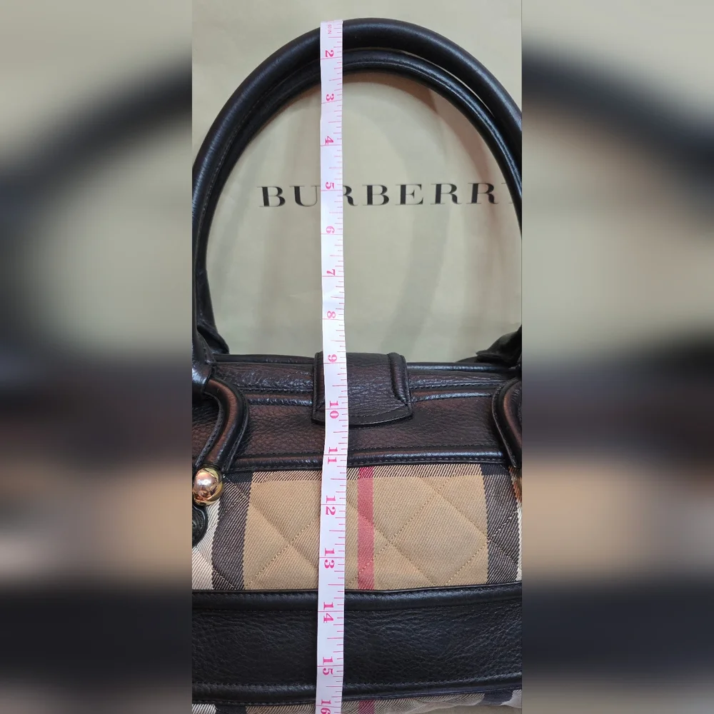 AUTHENTIC BURBERRY MANOR  QUILTED HOUSE CHECK  BAG SATCHEL PURSE Retail $3,950 - Picture 12 of 17
